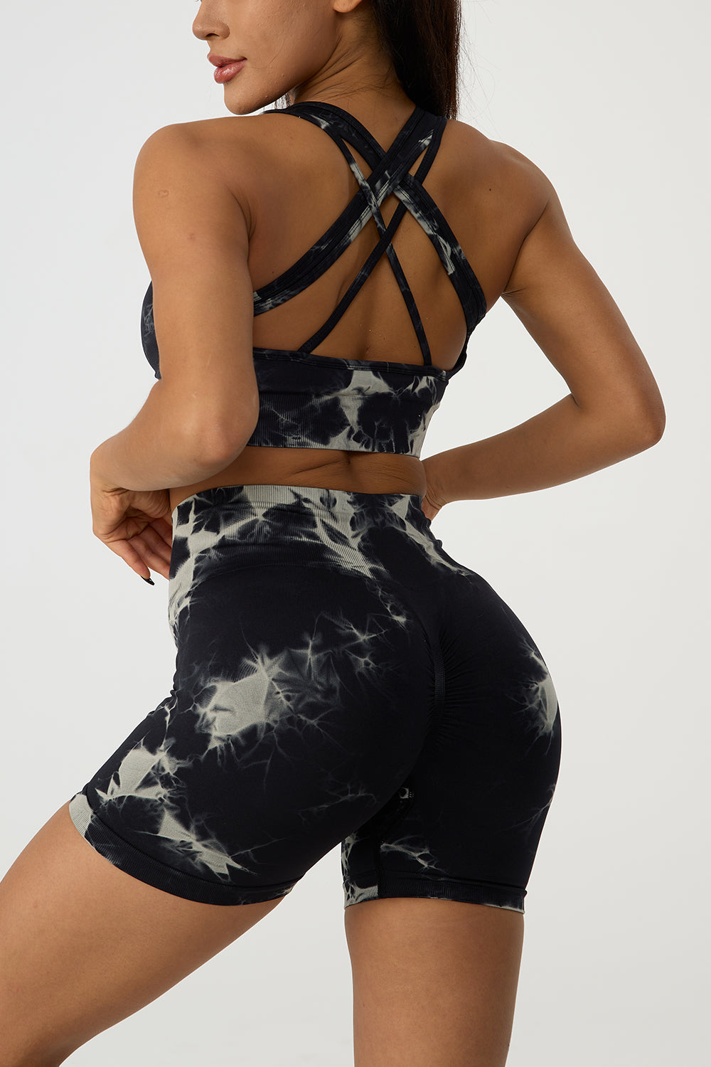 Crisscross Printed Tank and Shorts Active Set