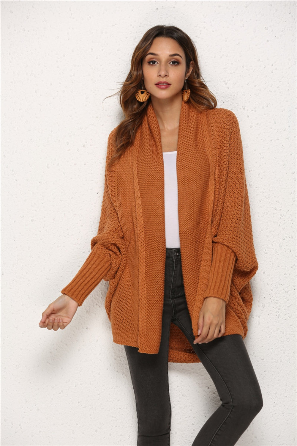 Open Front Batwing Sleeve Cardigan