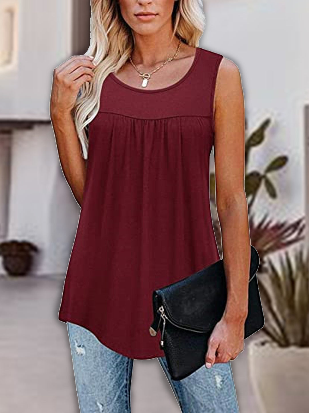 Round Neck Wide Strap Tank