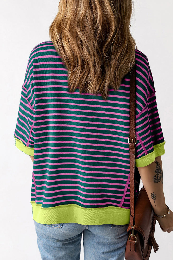 Striped Round Neck Half Sleeve T-Shirt