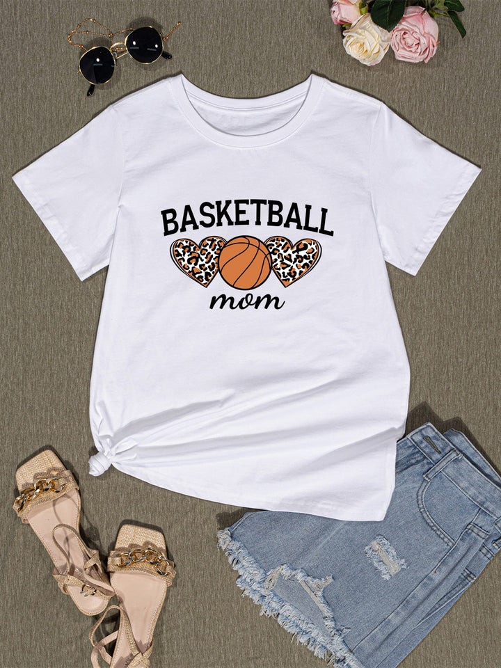 BASKETBALL MOM Round Neck Short Sleeve T-Shirt