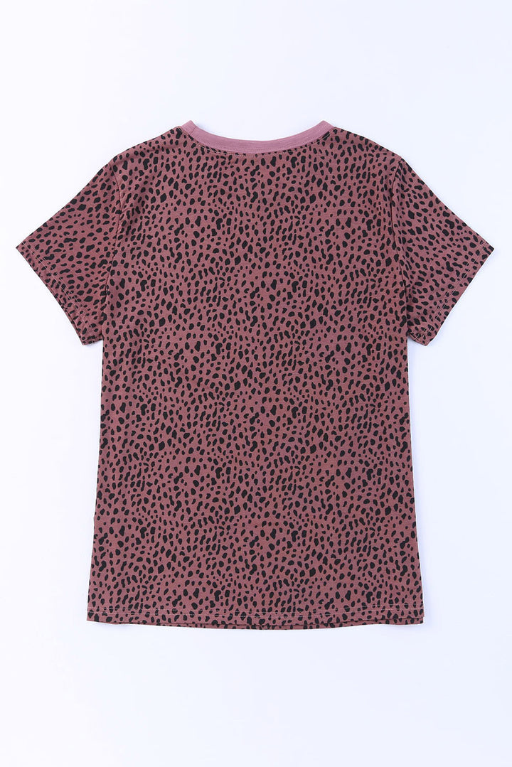 Animal Print Round Neck Short Sleeve T-Shirt