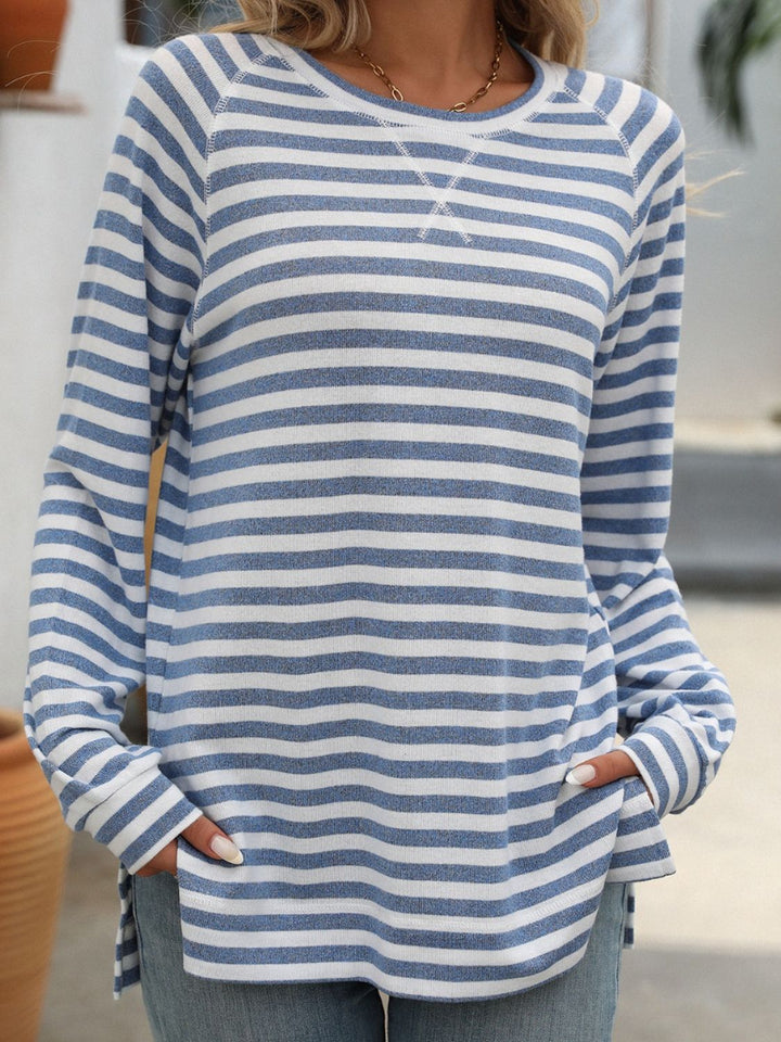 Striped Round Neck Long Sleeve T-Shirt