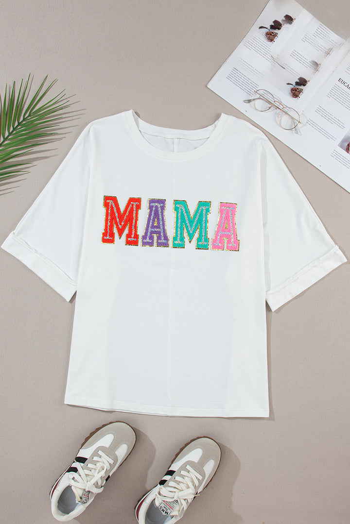 MAMA Round Neck Short Sleeve T-Shirt