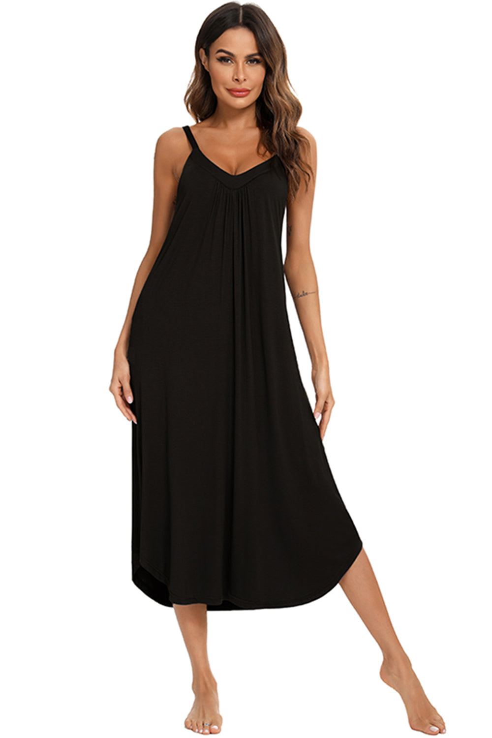 V-Neck Midi Lounge Dress