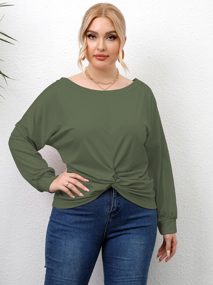 Plus Size Twisted Drop Shoulder T-Shirt