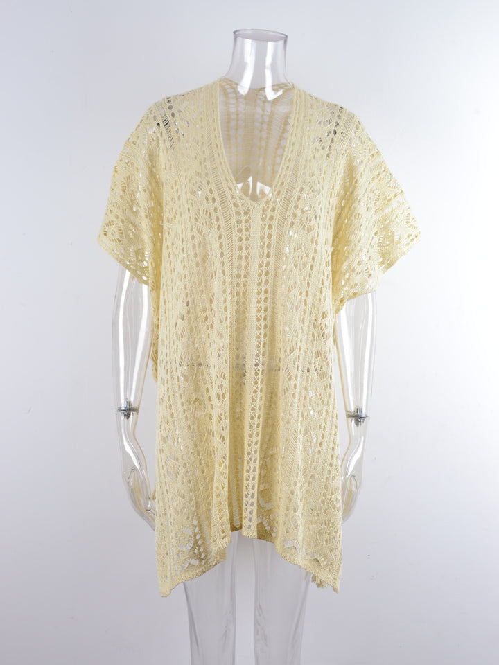 Cutout V-Neck Cover-Up with Tassel