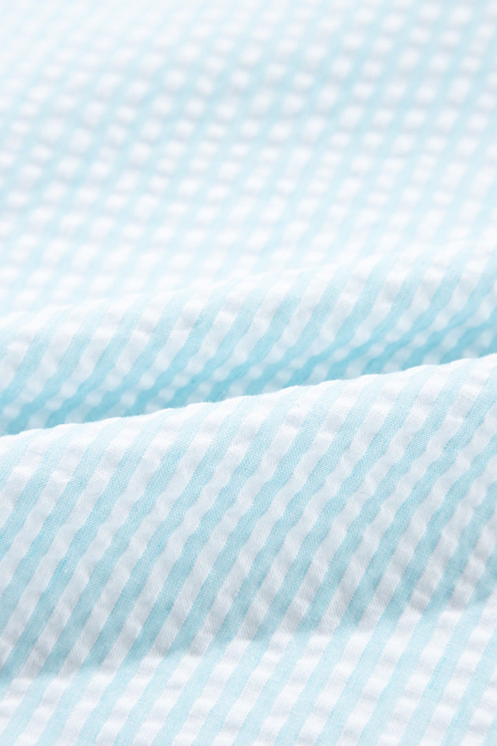 Ruffled Striped Notched Mini Dress