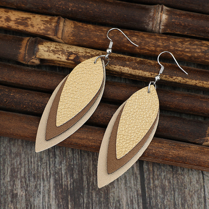 PU Leather Leaf Shape Earrings