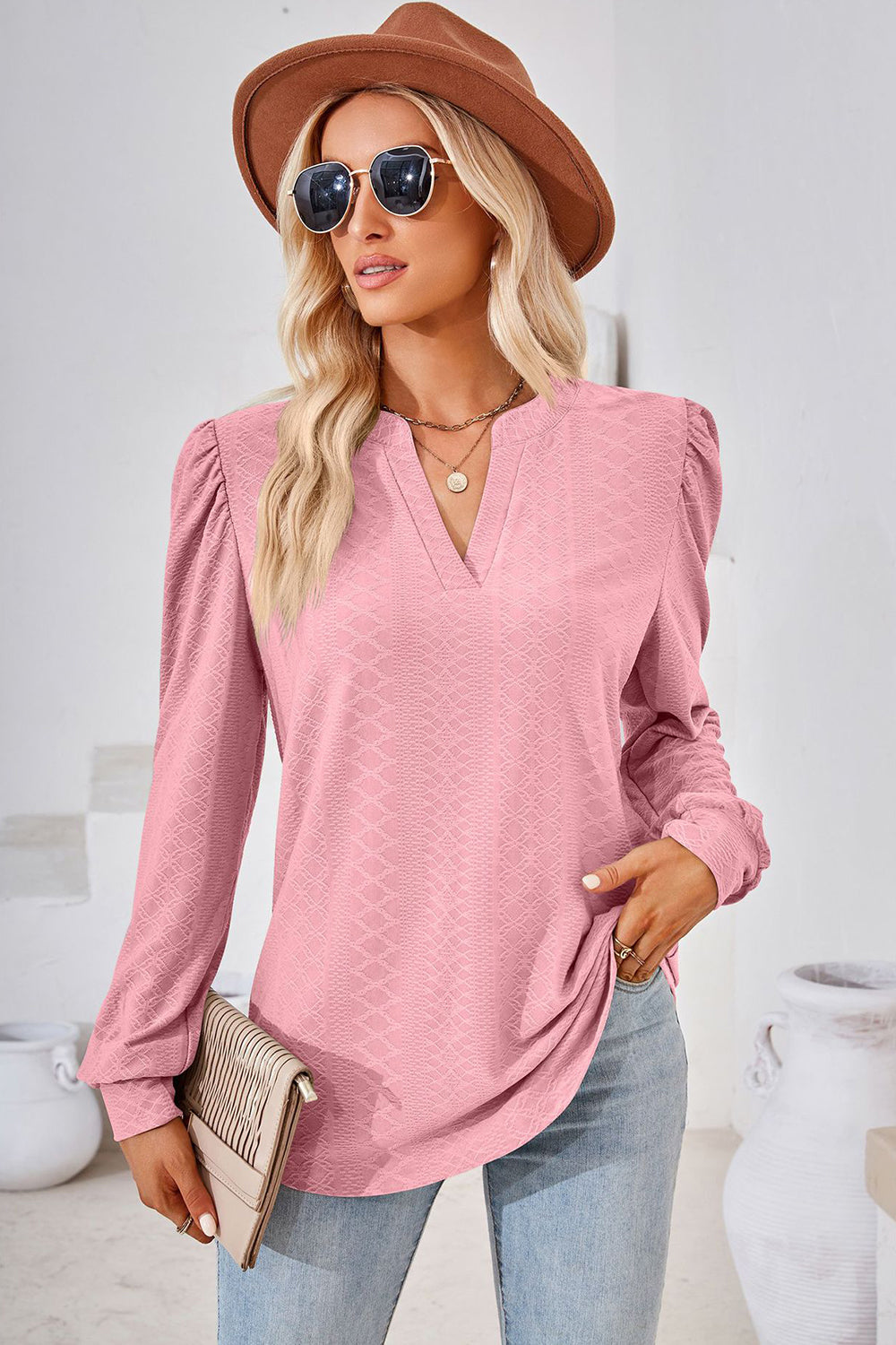 Notched Long Sleeve T-Shirt