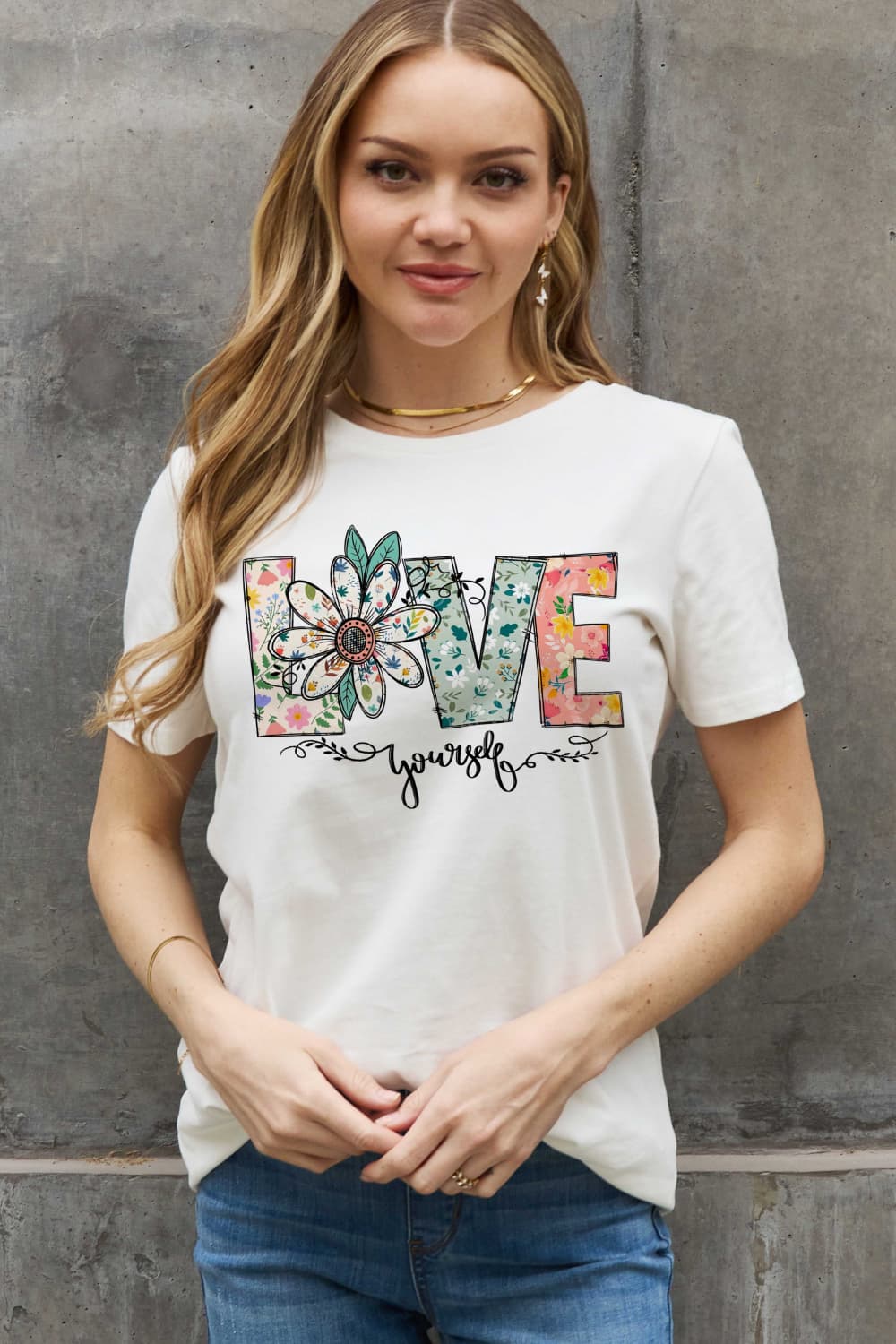 Simply Love Full Size LOVE YOURSELF Graphic Cotton Tee