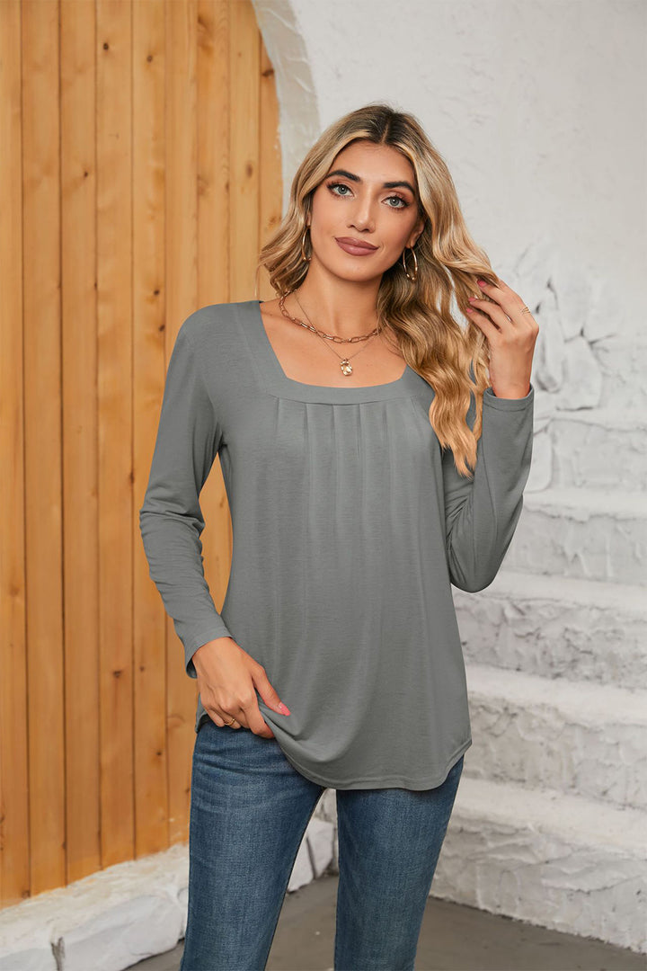 Square Neck Long Sleeve T-Shirt