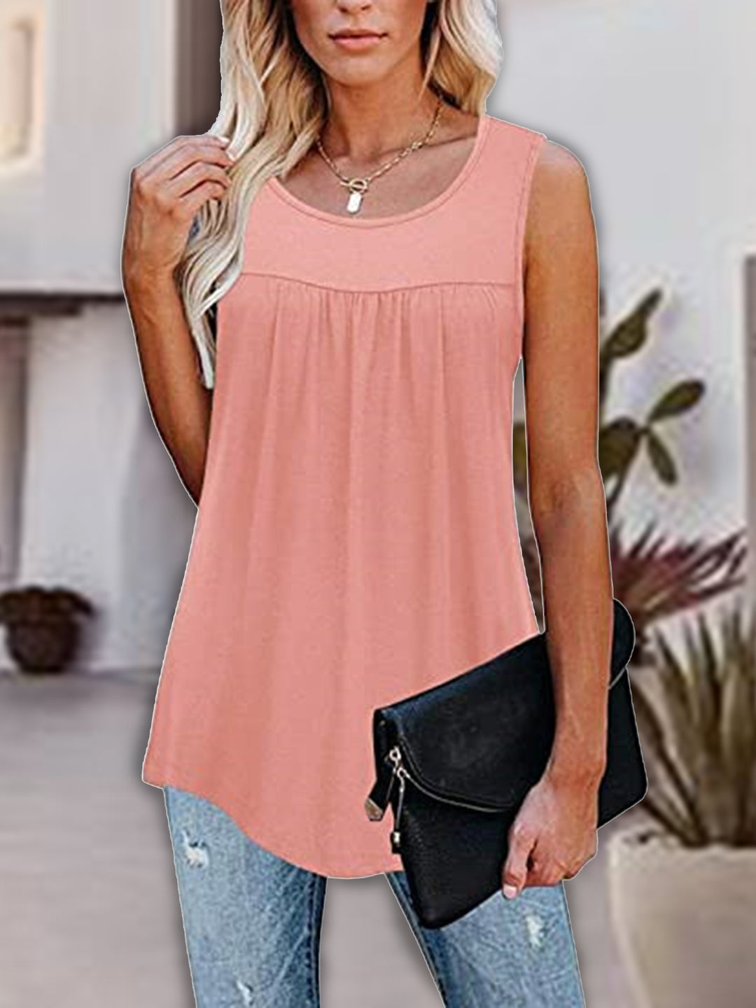 Round Neck Wide Strap Tank