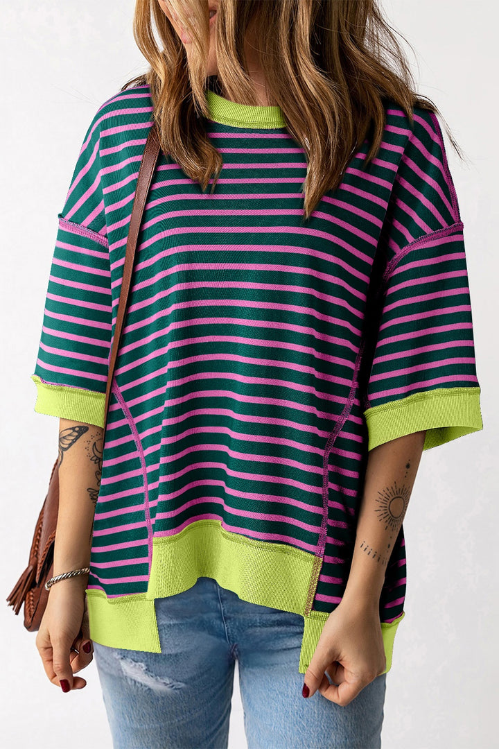 Striped Round Neck Half Sleeve T-Shirt