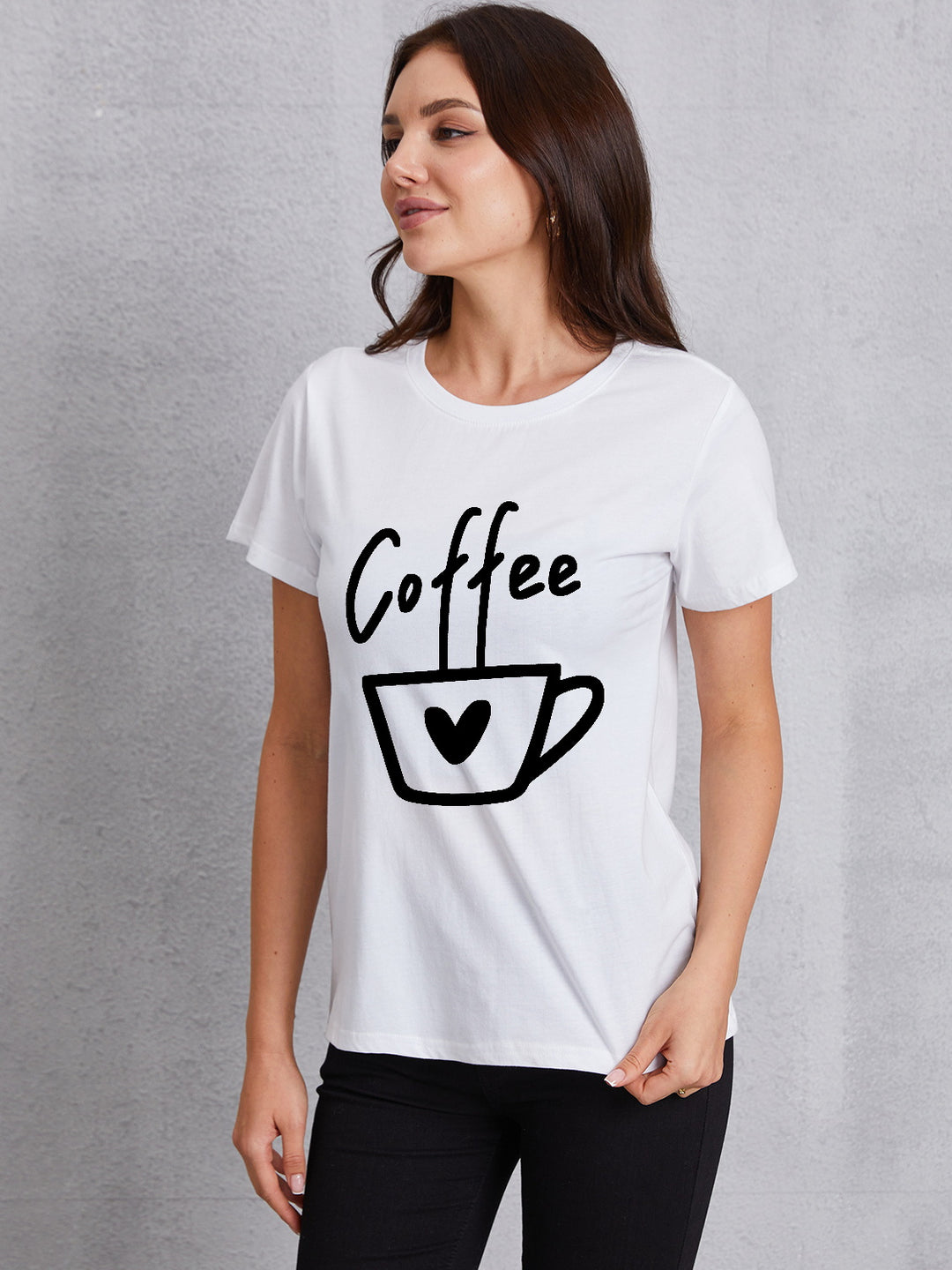 COFFEE Round Neck Short Sleeve T-Shirt