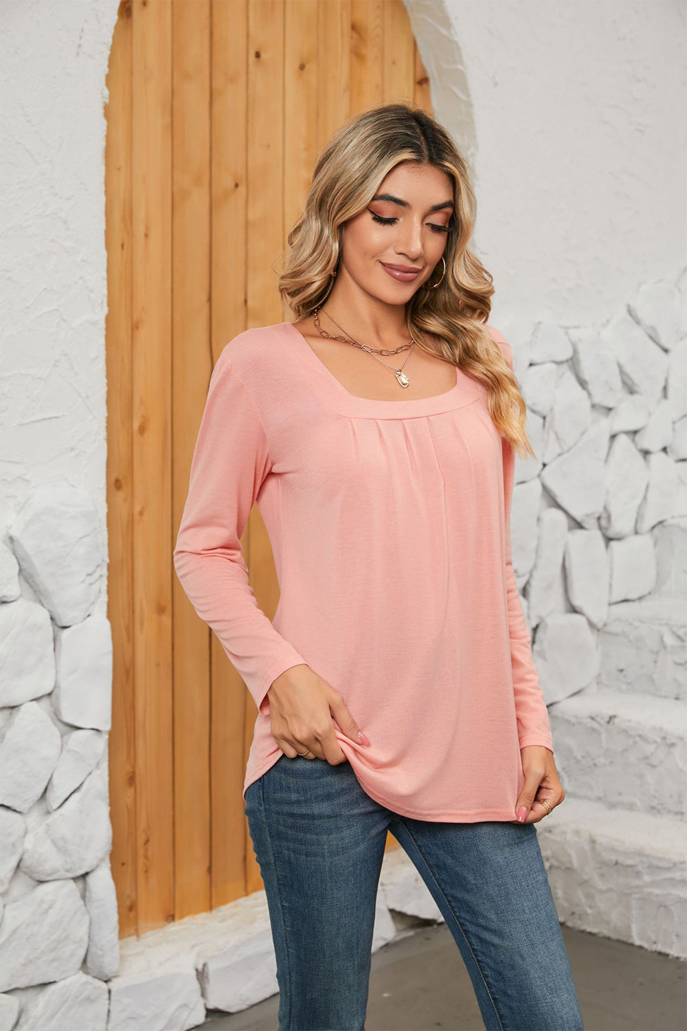 Square Neck Long Sleeve T-Shirt