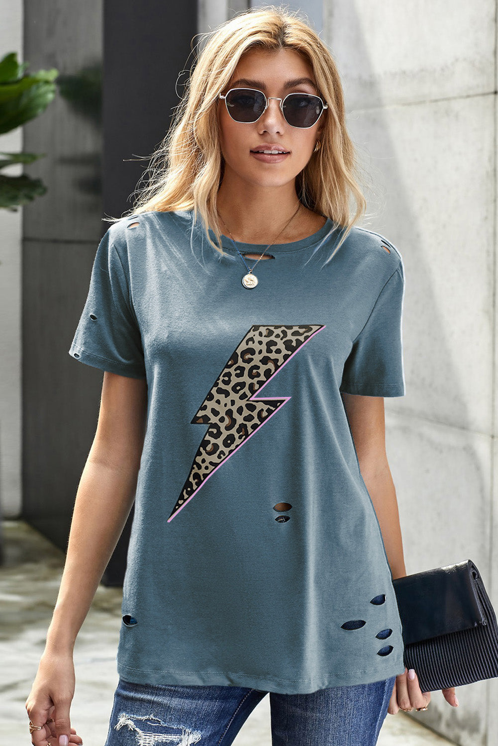 Leopard Lip Distressed T-Shirt