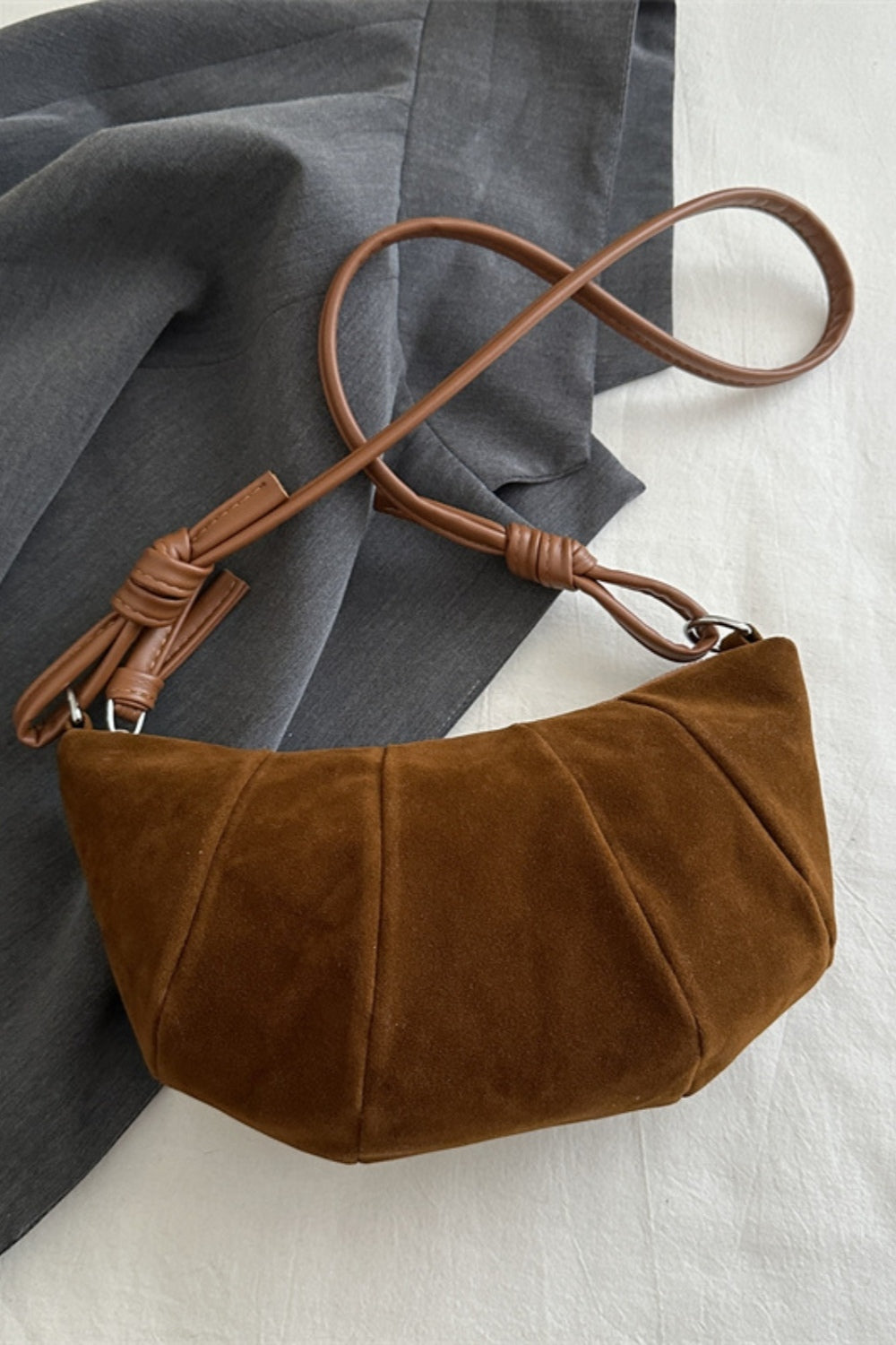 Suede Croissant Shape Shoulder Bag