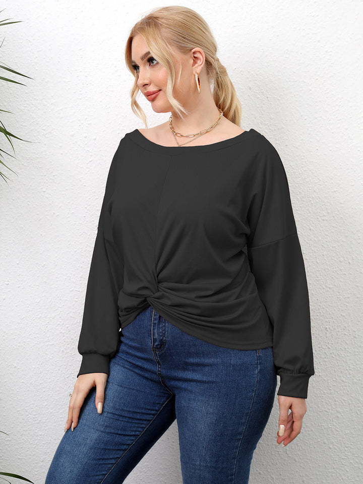 Plus Size Twisted Drop Shoulder T-Shirt