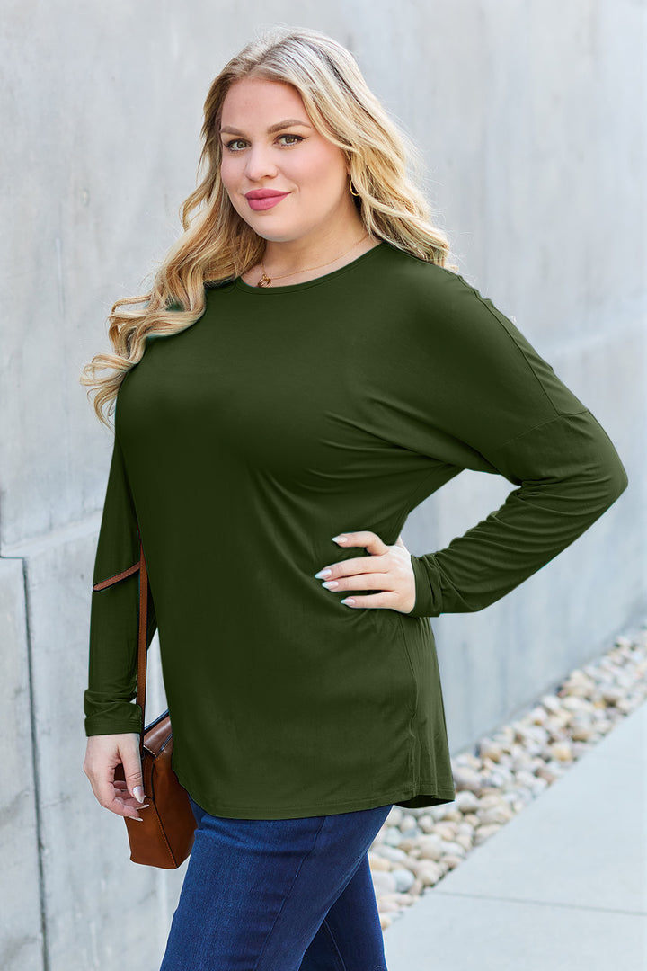 Basic Bae Full Size Round Neck Dropped Shoulder T-Shirt