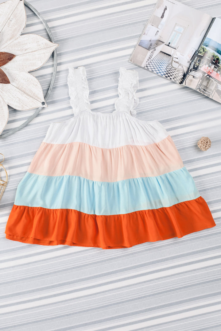 Color Block Ruffle Strap Tank