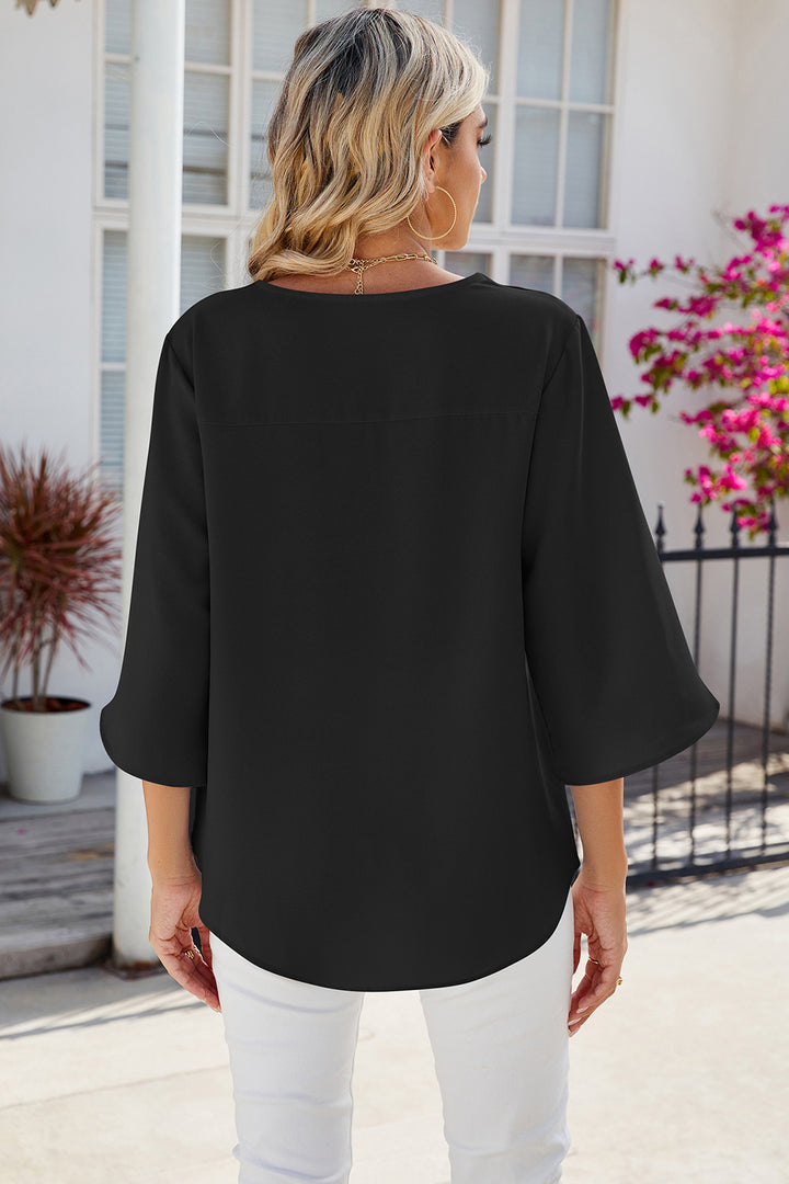 V-Neck Three-Quarter Sleeve Top