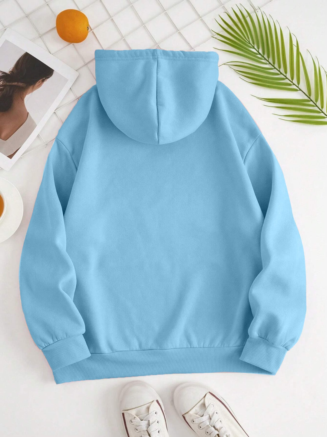 Drawstring Dropped Shoulder Hoodie