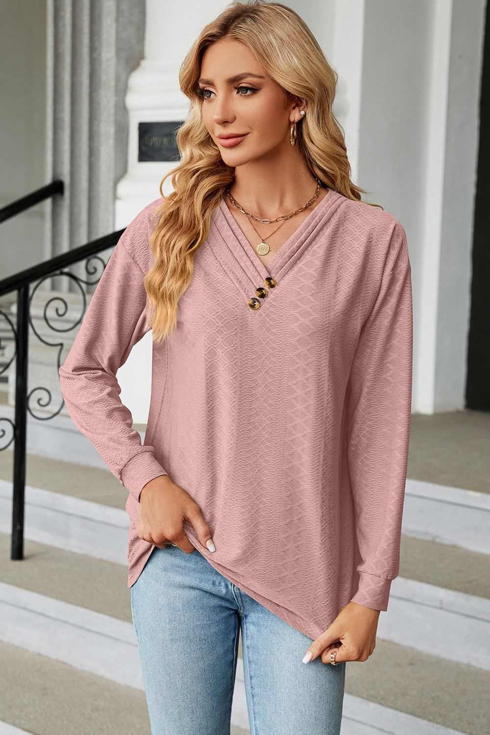 V-Neck Long Sleeve T-Shirt